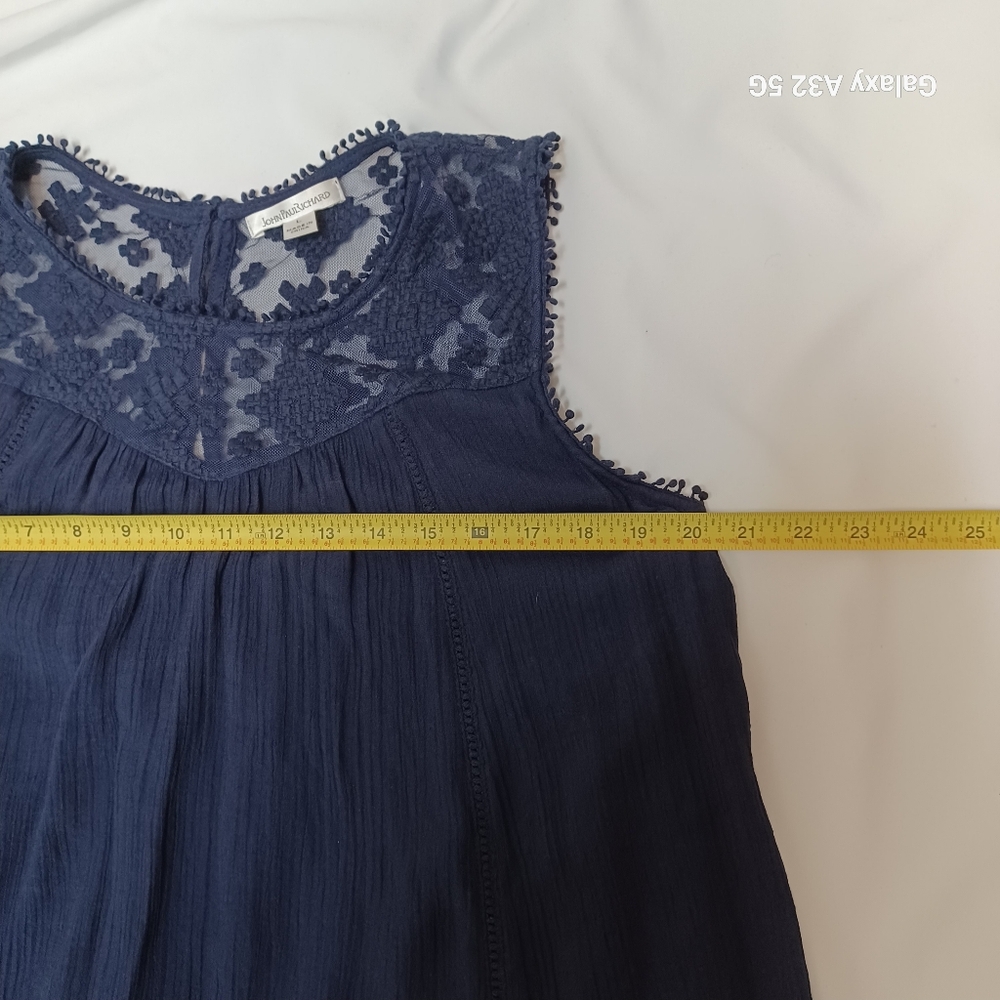 JohnPaulRichard Women L Blue Asymmetrical Tiered Blouse - Picture 12 of 14